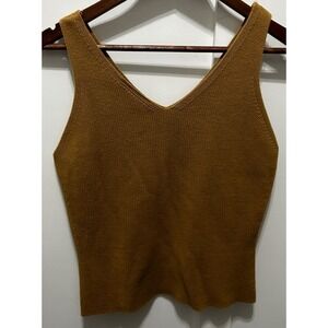 Telluride Clothing Company Brown 100% Cotton Sleeveless Top Medium Staple Ribbed